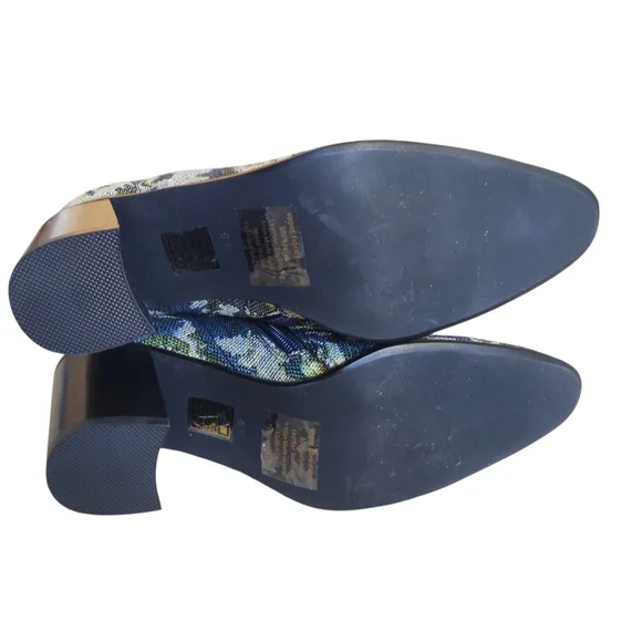 Jeffrey Campbell Hastings Blue Green Floral Tapestry Victorian Boots Lace Up - Picture 14 of 16